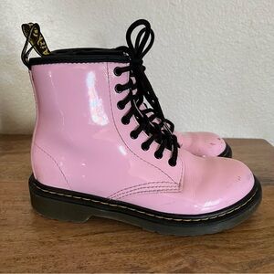 Dr Doc Martens 8 Eye Pink Patent Leather Ankle Combat Boots 1460J Sz 2